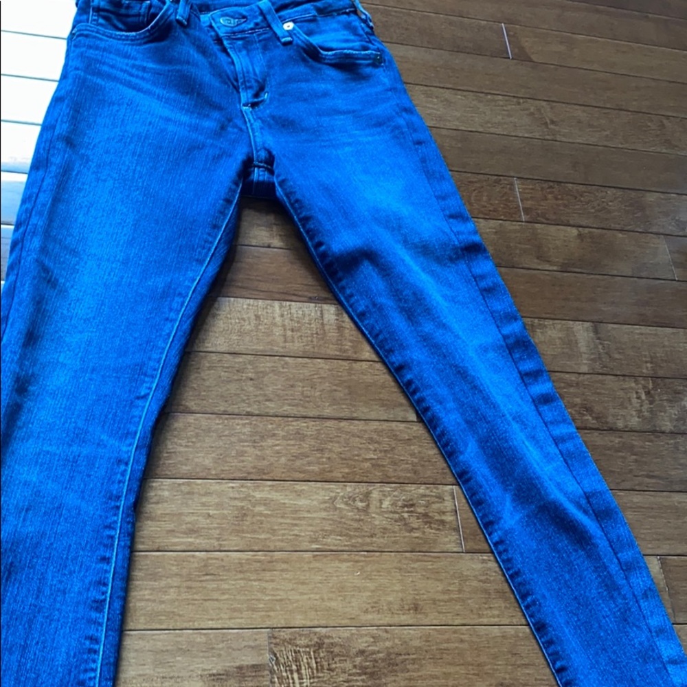 Midrise skinny leg stretch blue jean